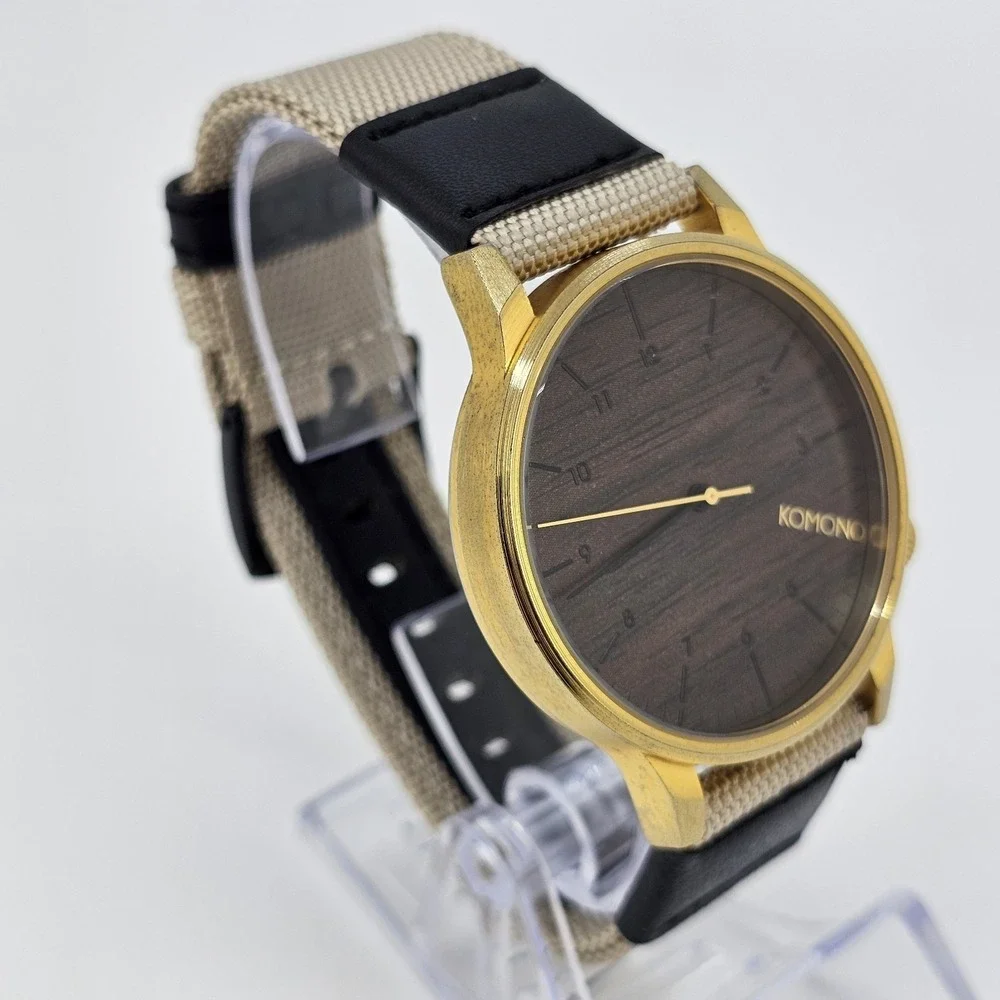 Komono Winston Men's Watch 42MM Brown Dial NEW Tan Nylon Bands‎ NEW Battery